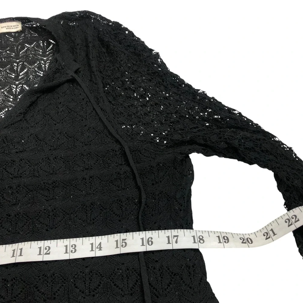 Zara Crochet Lace Knit Tie Front Bell Sleeve Crop Top Medium Witchy Whimsigoth